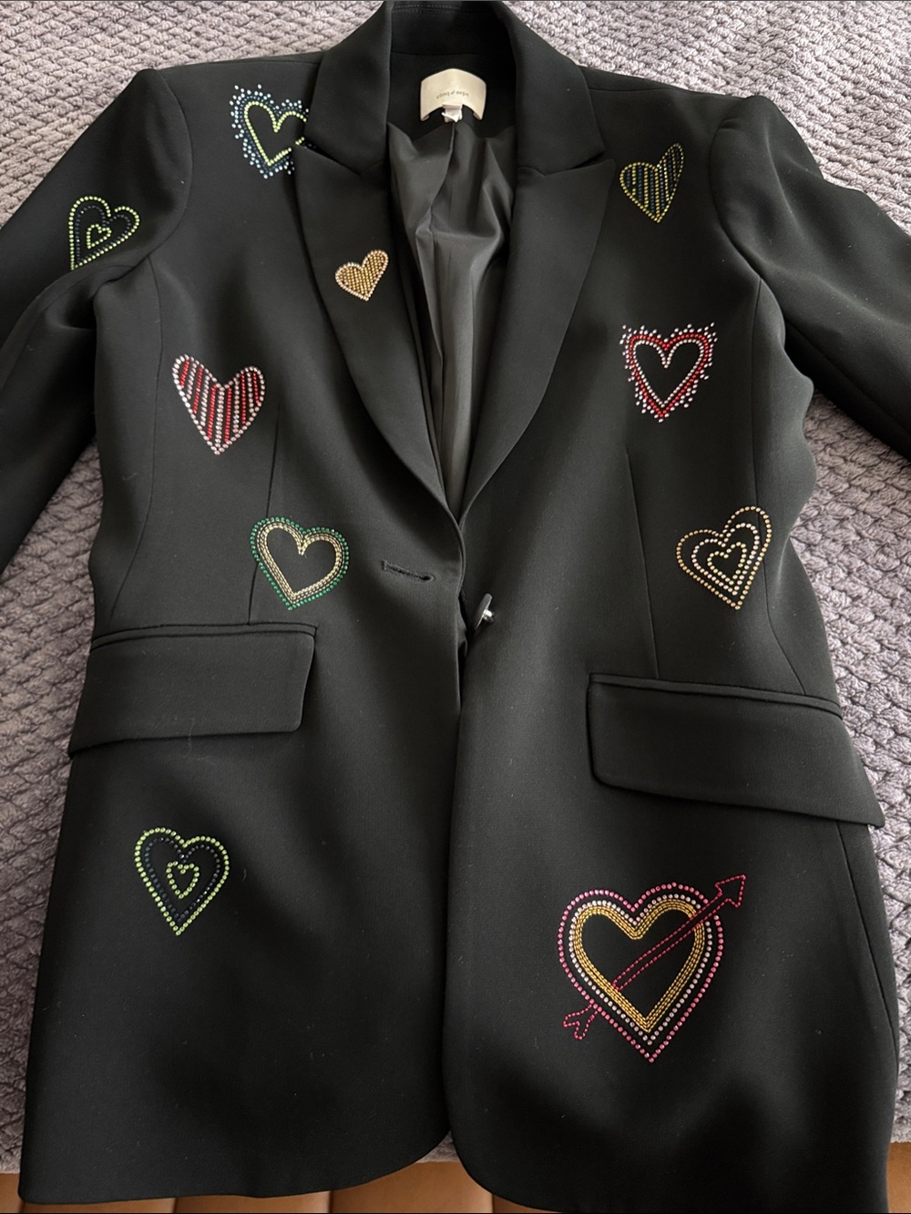 Cinq a’ Sept Black Embellished Heart Blazer - woman’s Designer Style